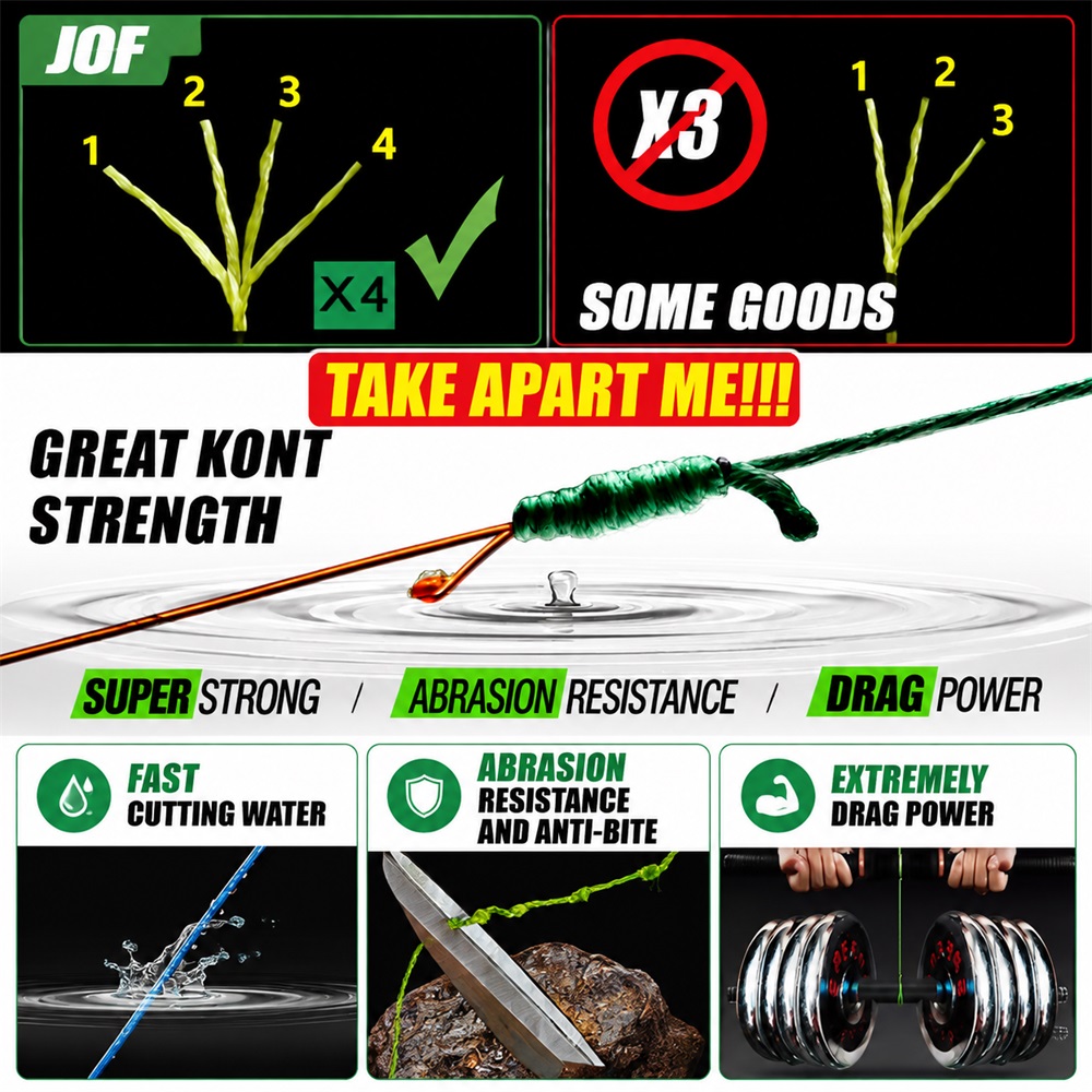 خيط صيد JOF 4X مضفر من البولي  - مراجعة Fish Finder Cable وسعره